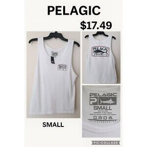 Pelagic Men’s Small‎ Graphic Tank Top Tuna Fish Logo 20 Year Anniversary NWT